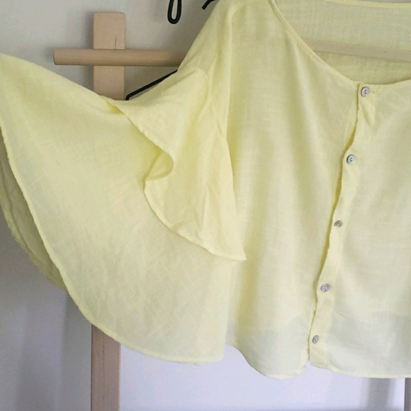 Anthropologie Yellow Spring Summer Crop Top - Picture 6 of 8